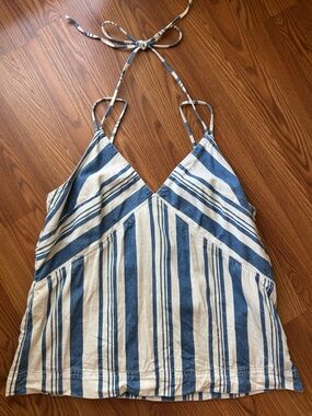 Universal Thread Blue & White Striped Halter Tank Top Size XL